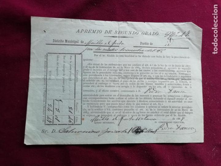 Facturas antiguas: Murillo el Fruto (Navarra) Apremio. 1887 - Foto 1