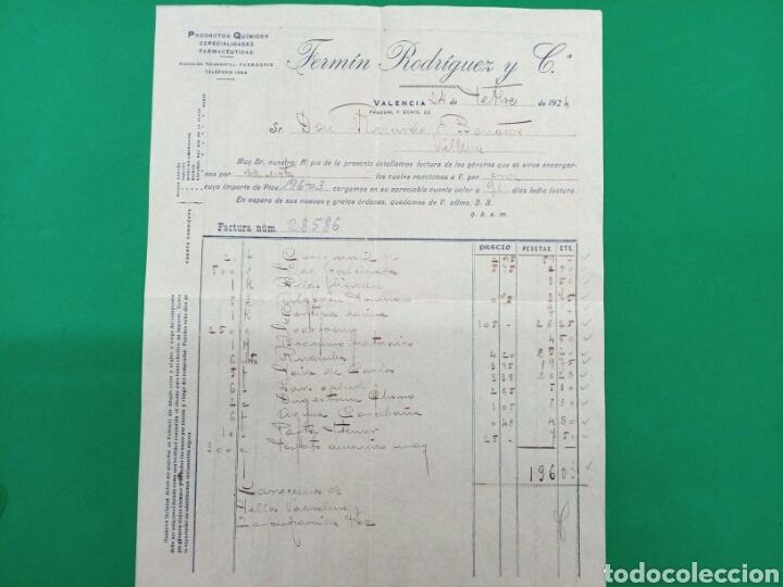 Facturas antiguas: Factura de Fermin Rodriguez y Ca.1924 - Foto 1