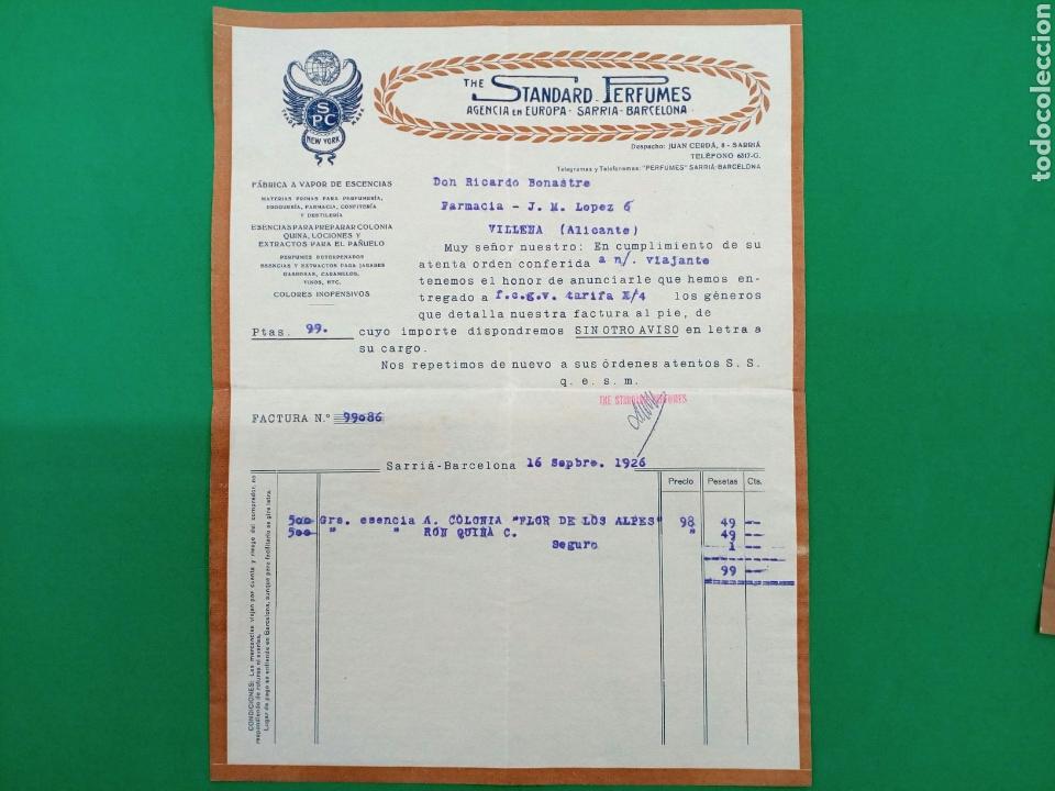 Old Invoices: Factura ,Teh Standard- Perfumes .Barcelona 1926