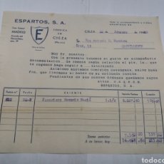 Facturas antiguas: FACTURA FÁBRICA DE ESPARTO CIEZA 1950. Lote 149225506