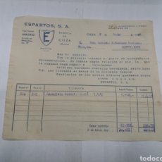 Facturas antiguas: FACTURA FÁBRICA ESPARTO CIEZA 1950. Lote 149225604