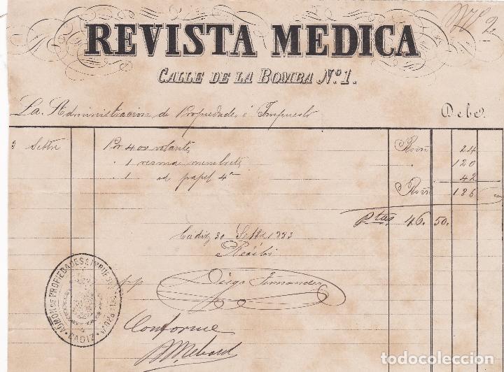 Old Invoices: Factura. Revista M&eacute;dica. C&aacute;diz 1883