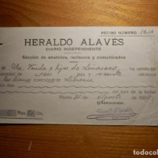 Facturas antiguas: FACTURA - RECIBO - HERALDO ALAVÉS - DIARIO INDEPENDIENTE - VITORIA AÑO 1925