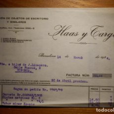 Facturas antiguas: FACTURA - HAAS Y TARGA ARTICULOS DE ESCRITORIO - LAURIA, 114 - BARCELONA 1924