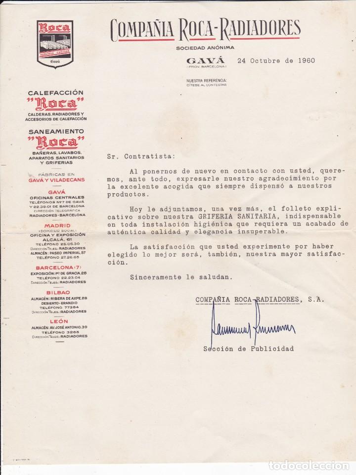 Facturas antiguas: Compa&ntilde;ia Roca Radiadores Gava Barcelona 1960