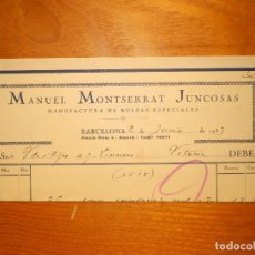 Facturas antiguas: FACTURA - MANUEL MONSERRAT JUNCOSAS - PACIA ROS, 4 - SARRIA - BARCELONA 1939