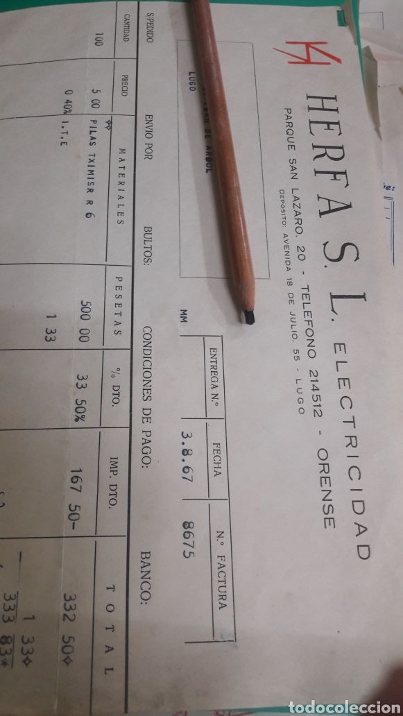 Facturas antiguas: Orense Herda Electricidad - Foto 1