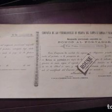 Facturas antiguas: FERROCARRILES - 1890/1891 COMPAÑIA DE LOS FERROCARRILES DE MEDINA DEL CAMPO Á ZAMORA Y ORENSE A VIGO