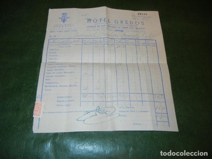 Facturas antiguas: ANTIGUA FACTURA HOTEL GREDOS DE MADRID - 1951