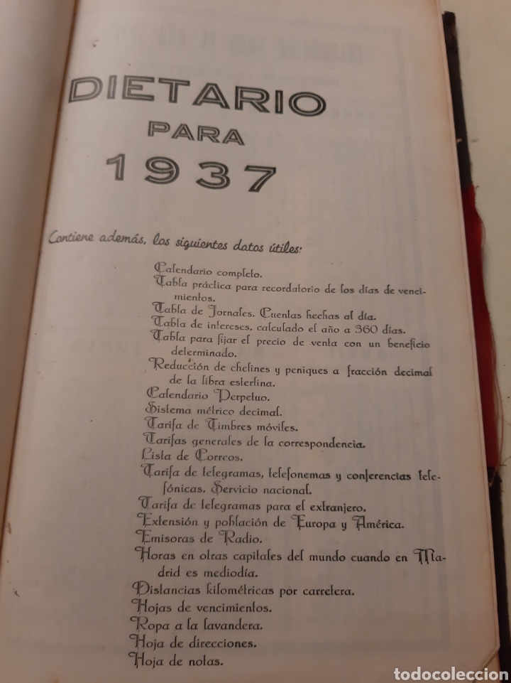 Facturas antiguas: 1937 Dietario datos &uacute;tiles - Foto 2