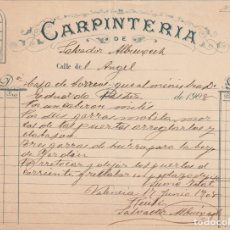 Facturas antiguas: FACTURA CARPINTERIA DE SALVADOR ALBUIXECH VALENCIA 1908 -D-5. Lote 178912236