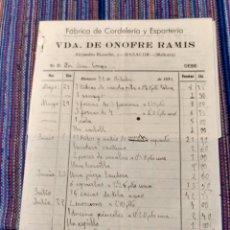 Facturas antiguas: 1932 FABRICA DE CORDELERÍA Y ESPARTERIA VDA. ONOFRE RAMIS MANACOR