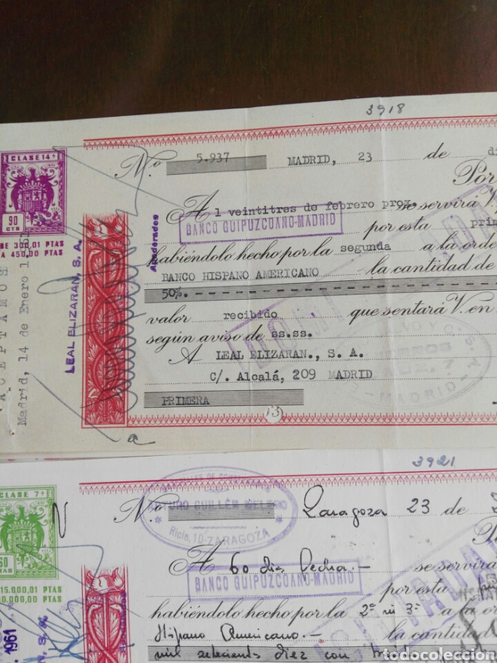 Facturas antiguas: Letras. Giros, Pagares, (lote de 10) - Foto 3