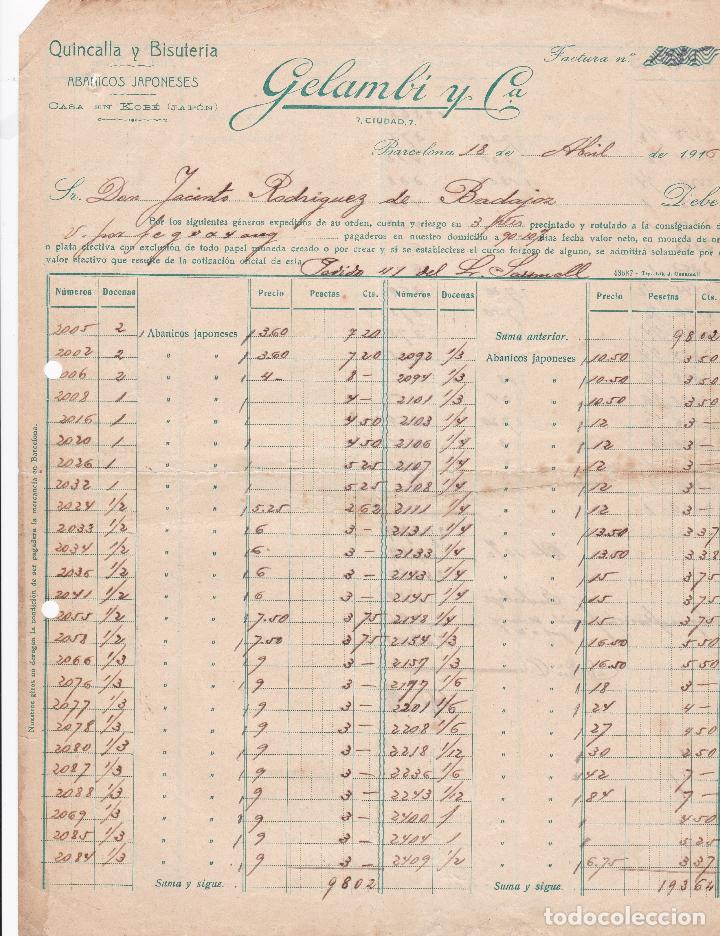 Facturas antiguas: Factura. Gelamby y C&ordf;. Quincalla y bisuter&iacute;a. Barcelona 1916