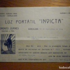 Facturas antiguas: FACTURA - INVICTA - LORENZA JUANES - CALLE CRISTINA, 2 - BARCELONA - AÑO 1923