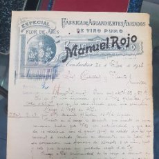 Facturas antiguas: ANTIGUA FACTURA AGUARDIENTES ANISADOS FLOR DE ANIS CONSTANTINA SEVILLA 1905 