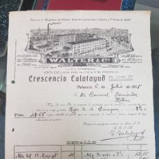 Facturas antiguas: ANTIGUA FACTURA FABRICA GENEROS PUNTO WALTER & CO CRESCENCIO CALATAYUD VALENCIA 1915