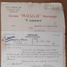 Facturas antiguas: CONJUNTO DE DIEZ DOCUMENTOS FACTURA FABRICA CORREAS ROULO T. LAPEYRA BARCELONA 1924