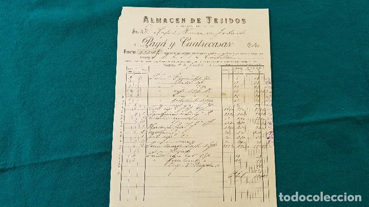 Facturas antiguas: FACTURA ALMACEN DE TEJIDOS PAYA Y CUATRECASAS (1900) VALENCIA