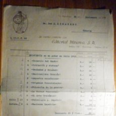 Facturas antiguas: FACTURA EDITORIAL MIVERVA, S.A. - AÑO 1918 