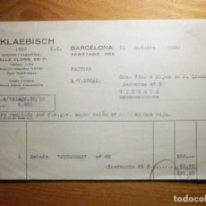 Facturas antiguas: FACTURA A. KLAEBISH - BARCELONA AÑO 1930