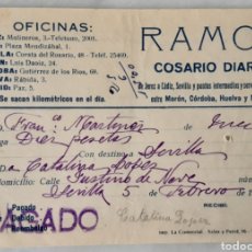 Facturas antiguas: RAMOS COSARIO DIARIO FACTURA AÑO 1937