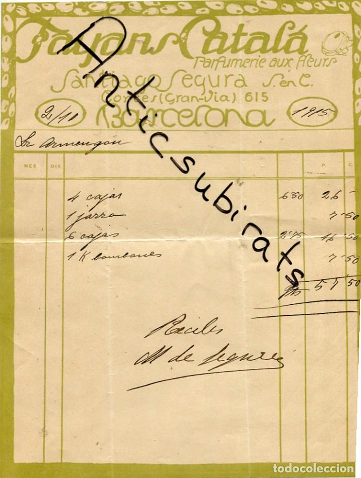 Factures anciennes: FACTURA FAYANS CATALA PERFUMERIA BARCELONA A&Ntilde;O 1915