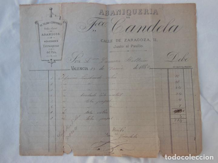 Faturas antigas: ABANIQUER&Iacute;A FRANCISCO CANDELA. VALENCIA 1882