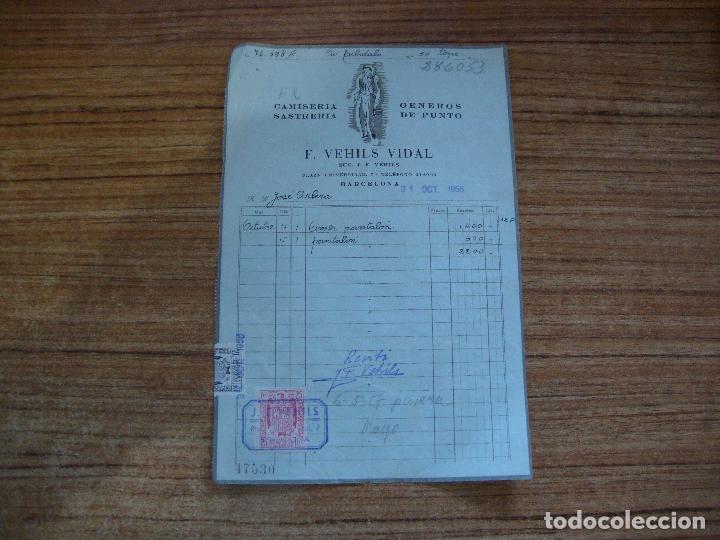 Old Invoices: (ALB-TC-199) FACTURA CAMISERIA SASTRERIA F. VEHILS VIDAL BARCELONA