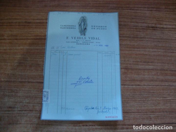 Old Invoices: (ALB-TC-199) FACTURA CAMISERIA SASTRERIA F. VEHILS VIDAL BARCELONA