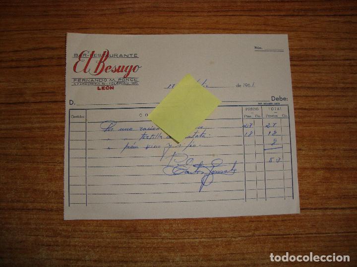 Old Invoices: (ALB-TC-199) FACTURA BAR RESTAURANTE EL BESUGO LEON