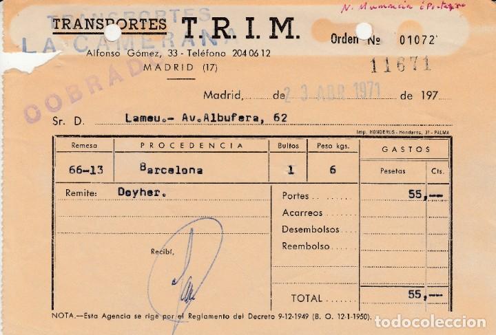 Facturas antiguas: 1971 MADRID TRANSPORTES TRIM - Foto 1
