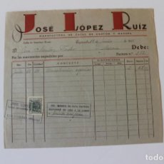 Facturas antiguas: JOSE LOPEZ RUIZ, CAJAS DE CARTON Y MADERA, ESPINARDO 1944