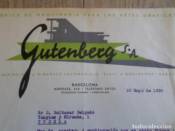 Facturas antiguas: FACTURA GUTENBERG 1936 - Foto 3
