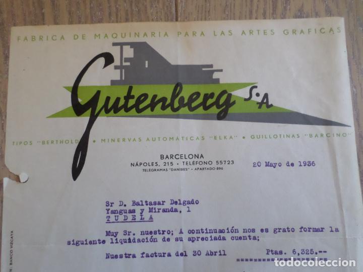 Facturas antiguas: FACTURA GUTENBERG 1936 - Foto 4