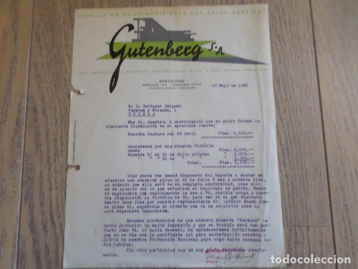 Facturas antiguas: FACTURA GUTENBERG 1936 - Foto 1