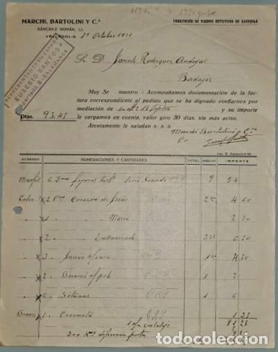Alte Rechnungen: Factura. Marchi. Bartolini y C&ordf;. Fabricaci&oacute;n figuras art&iacute;sticas de escayola. Valladolid. Espa&ntilde;a 1931