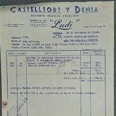 Fatture antiche: FACTURA. CASTELLTORT Y DENIA. FÁBRICA DE JUGUETES. DENIA. ESPAÑA 1947