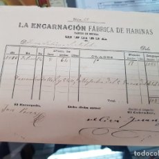 Facturas antiguas: ANTIGUA FACTURA RECIBO S. XIX FABRICA DE HARINAS LA ENCARNACION MURCIA