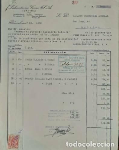 Alte Rechnungen: Factura. Laboratorios Vi&ntilde;as S.A. LAVISA. Barcelona. Espa&ntilde;a 1945