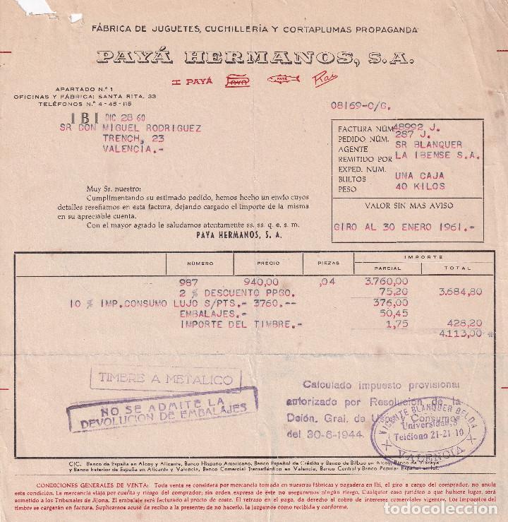 Facturas antiguas: Pay&aacute; Antigua factura de la famosa marca - 1960
