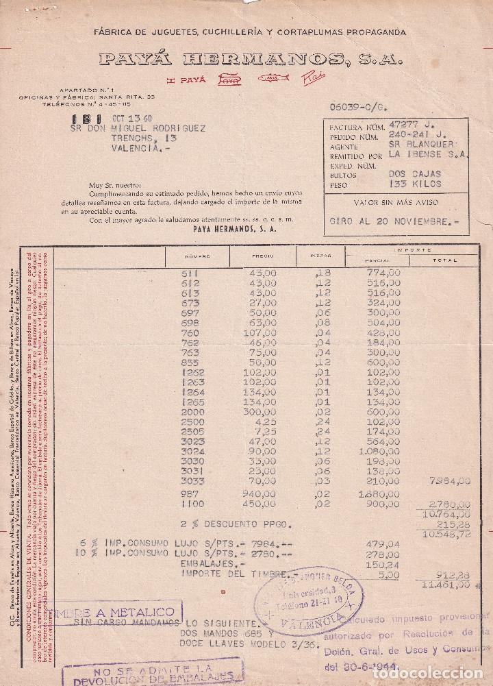 Facturas antiguas: Pay&aacute; factura antigua de la conocida jugueter&iacute;a - 1960