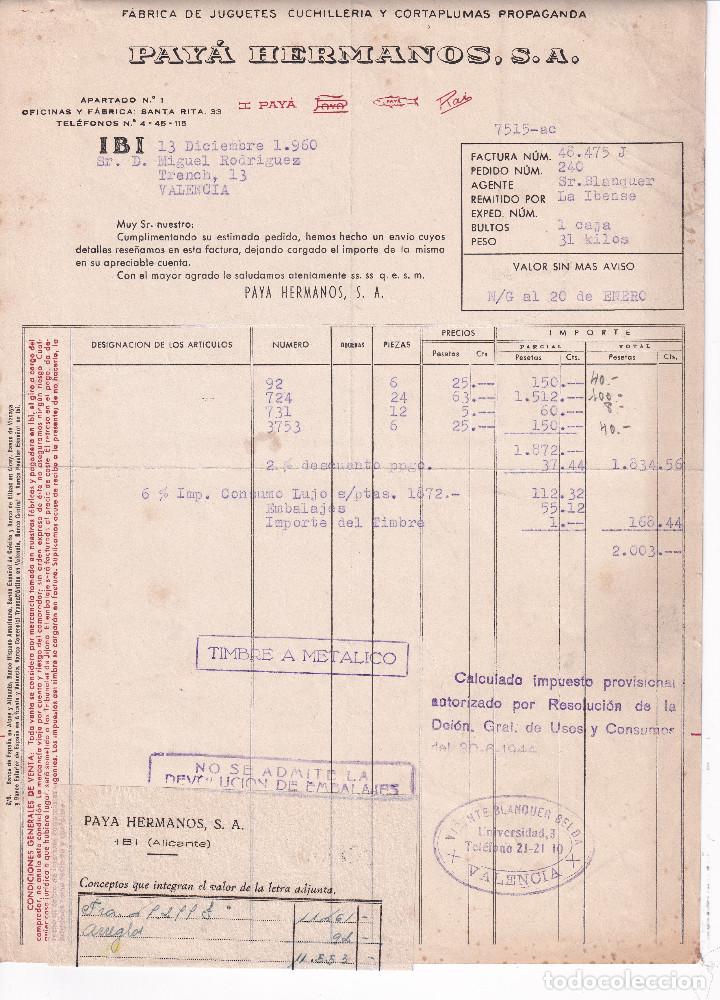 Facturas antiguas: Pay&aacute; Hermanos antigua factura del a&ntilde;o 1960