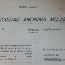 Facturas antiguas: BARCELONA FACTURA S A MULLER FACTURA DE 1932 TELAS DE CAMA. Lote 231923060