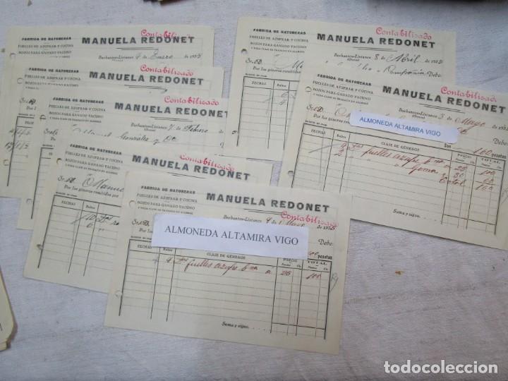 Alte Rechnungen: LOTE 7 FACTURAS DE MANUELA REDONET - BARBANTES LISTANCO ORENSE - FUELLES BOZALES ETC 1935 + INFO
