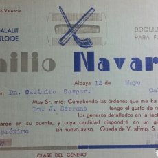 Facturas antiguas: ALDAYA FACTURA DE PEINES Y BOQUILLAS FUMADOR EMILIO NAVARRO AÑO 1933. Lote 233044630