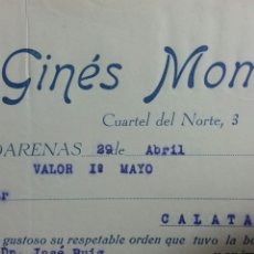 Facturas antiguas: RIUDARENAS (SILS ) FACTURA FABRICA DE MEDIAS GINES MOMPIO AÑO 1933. Lote 233050125