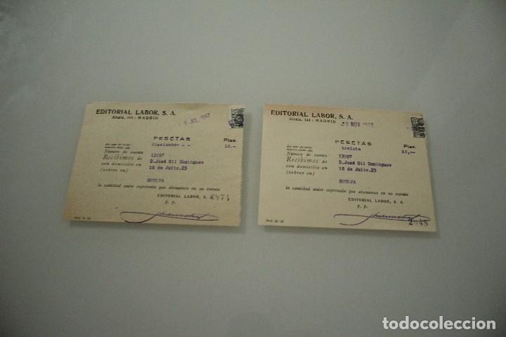 Facturas antiguas: 2 FACTURAS DE ABONO EDITORIAL LABOR 1947 - 1950