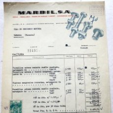 Facturas antiguas: ANTIGUA FACTURA: MARBIL. FORJA-TORNILLERIA-PEINES DE ROSCAR. EIBAR( GUIPÚZCOA).AÑO 1962