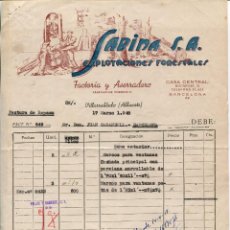 Facturas antiguas: VILLARROBLEDO-EXPLOTACIONES FORESTALES SABINA S.A.-AÑO 1948